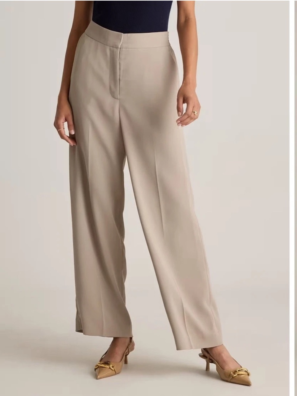 Quince Stretch Crepe Classic Trouser Pant Shade Morel Size 10/30
